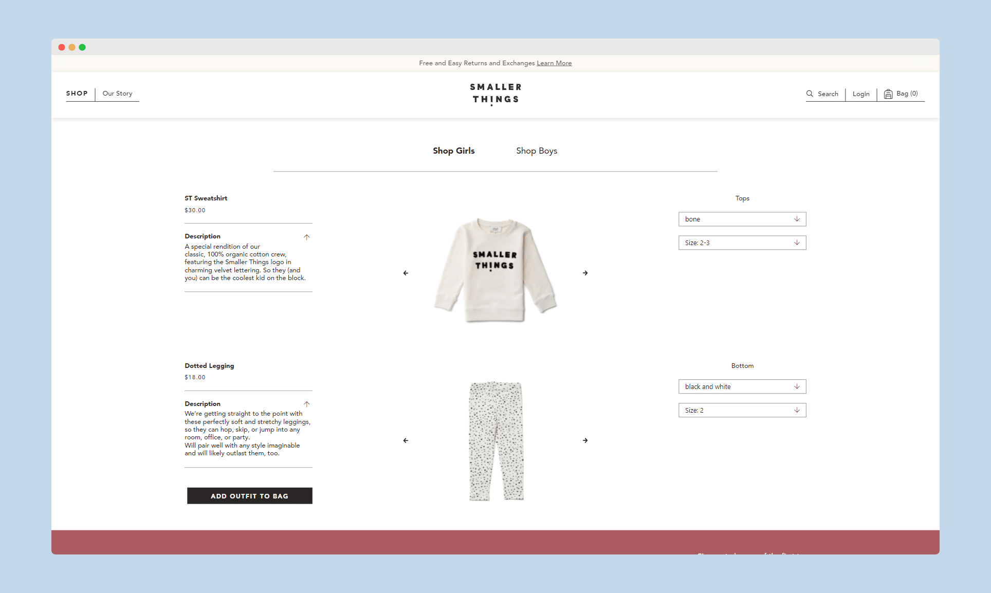 Screenshot of Smaller Things capsule wardrobe page.
